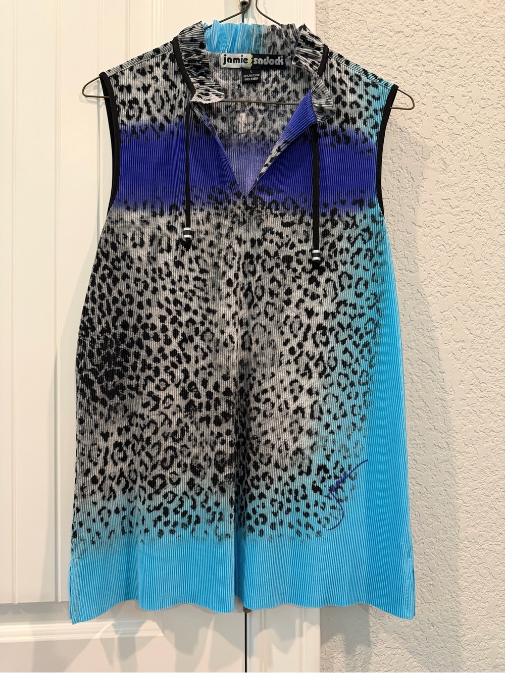 jamie sadock Blue, Aqua & Black Ribbed Leopard-Print Polo